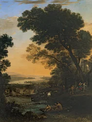 Paisaje idílico con la huida a Egipto
